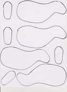 This pattern will make four sheep. Each pattern includes the sheep body and one oval (the ears).